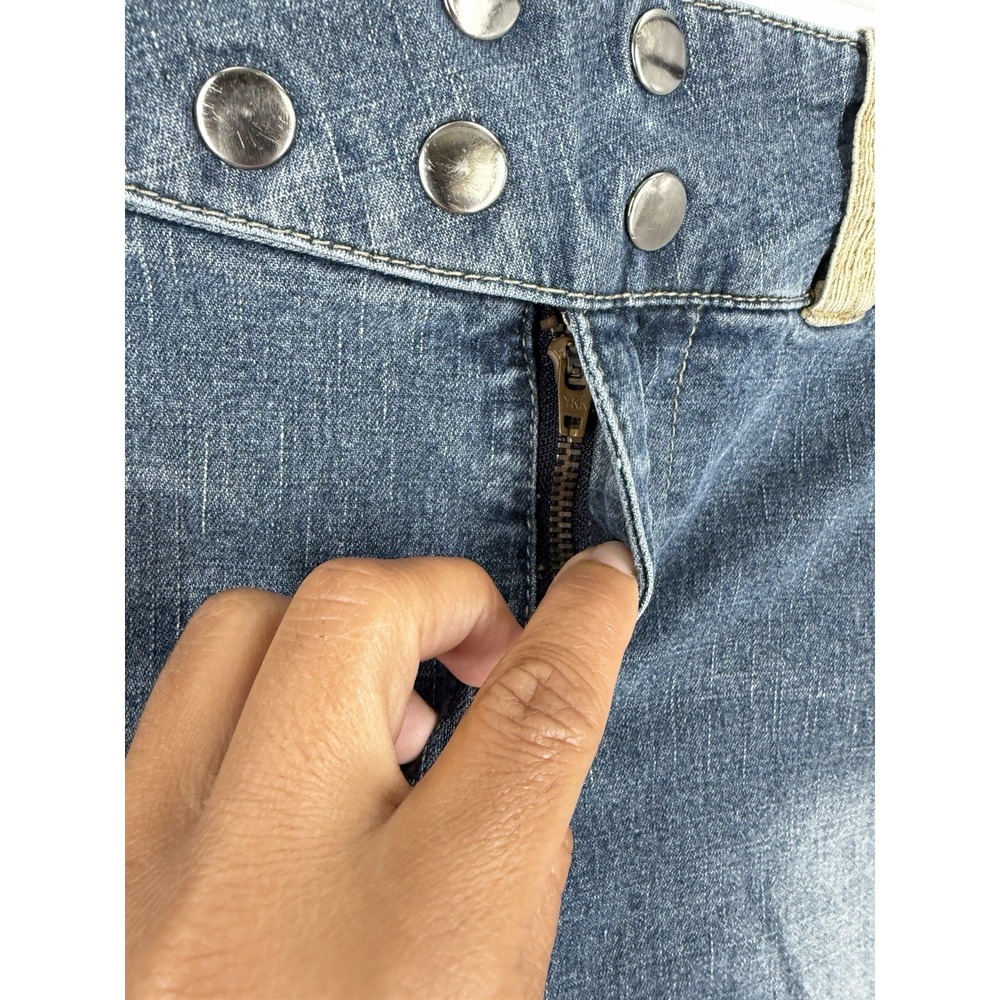 Y2K Dutchess Jeans Denim Micro Mini Skirt Studded Low Rise Sexy Club Size 5 - Picture 5 of 10